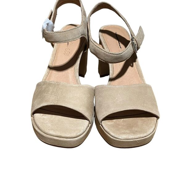 Madewell  Chunky Platform Sandals 6 Beige Suede Strappy Block Heel Retro Y2K - Picture 3 of 11